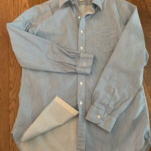 RRL Men's Blue Striped Shirt